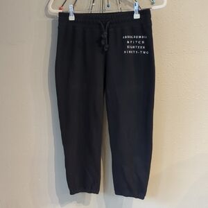 Y2K Abercrombie & Fitch Crop Spell Out Black Pull On Pants Comfy Lounge